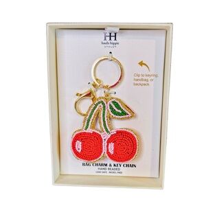 🍒 Haute Hippie Style Beaded Cherry Bag Charm / Keychain